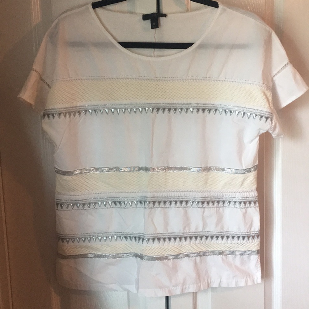 JCREW white embroidered Top